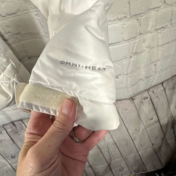 Columbia Jacket Womens Medium White Omni Shield  Hood Full zip Puffer READ - Picture 5 of 14